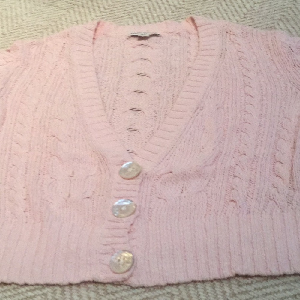 Pink cotton cable cropped sweater